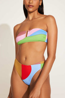 Cali High Leg Full Printed Bottom | Abstract Colorblock EcoRib BT