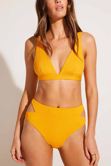 Amara High Waist Bottom | Sunflower Pucker Rib
