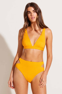 Amara High Waist Bottom | Sunflower Pucker Rib