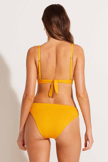 Cali High Leg Full Bottom | Sunflower Pucker Rib