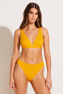 Cali High Leg Full Bottom | Sunflower Pucker Rib