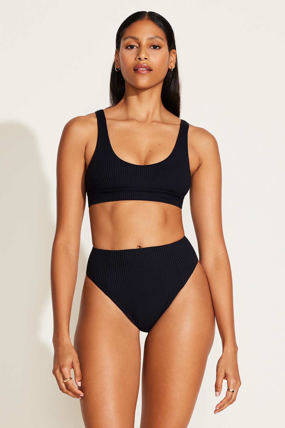 Sienna High Waist Bottom | Black EcoRib