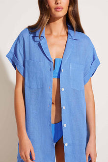 Playa Pocket Blouse | Dream Blue EcoLinen