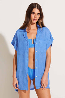 Playa Pocket Blouse | Dream Blue EcoLinen