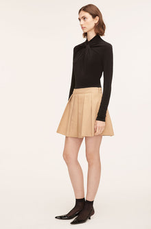 Military Cotton Mini Skirt | Khaki