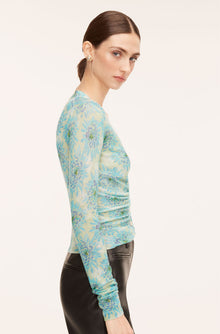 Astera Fleur Ruched Cardigan | Astera Fleur Turquoise Combo