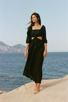 Cierra Cut Out Dress | Black EcoLinen