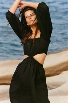 Cierra Cut Out Dress | Black EcoLinen
