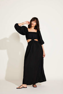 Cierra Cut Out Dress | Black EcoLinen