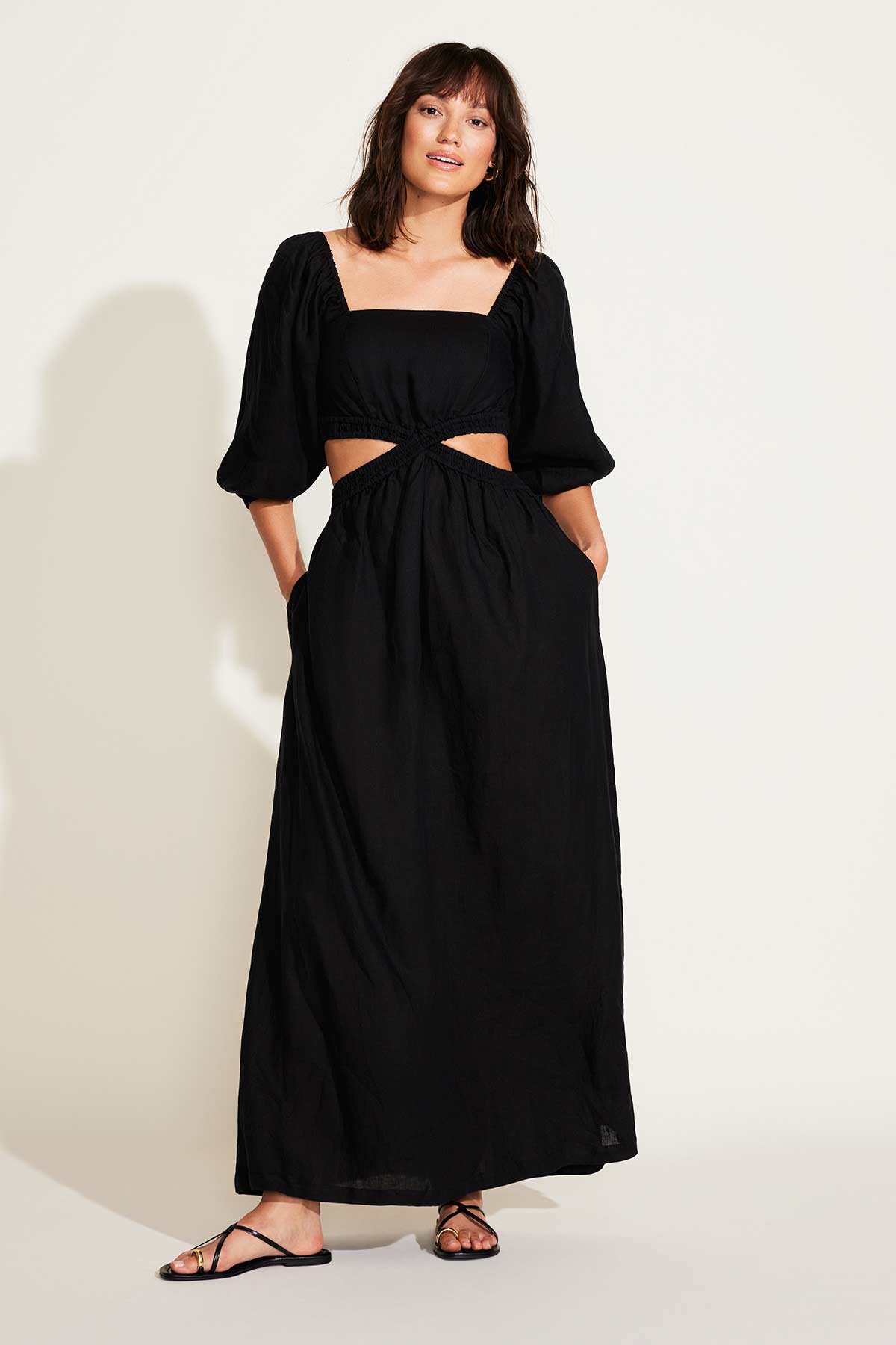 Cierra Cut Out Dress | Black EcoLinen