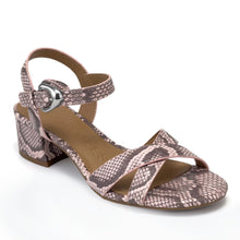 Cinzia Sandal Block Heel | Pale Pink Faux Snake Print