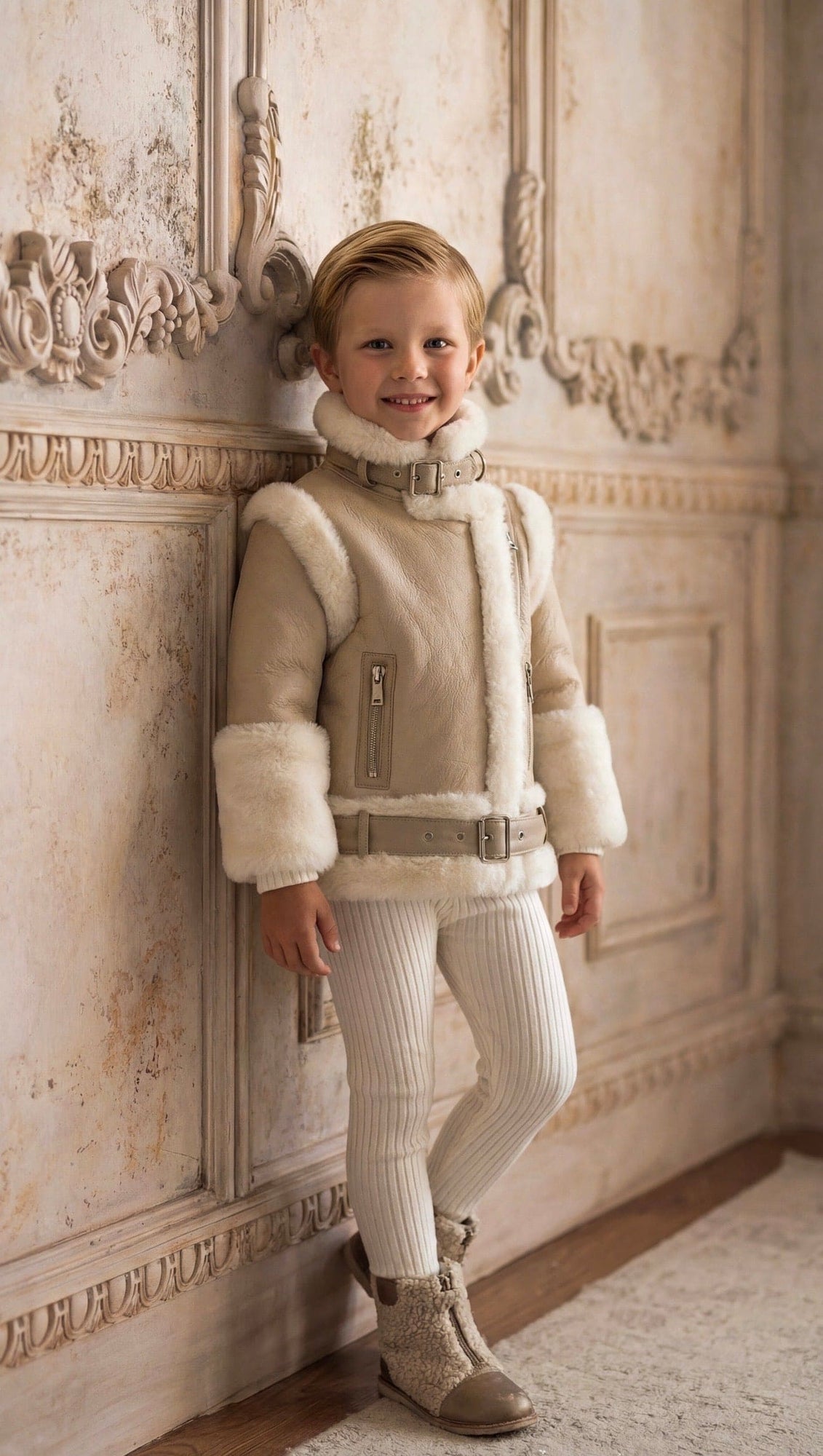 Unisex | Sheepskin Leather Jacket | Beige