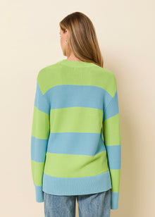 Womens | Tate Sweater | Ocean Mist/Sour Apple Rugby Stripe