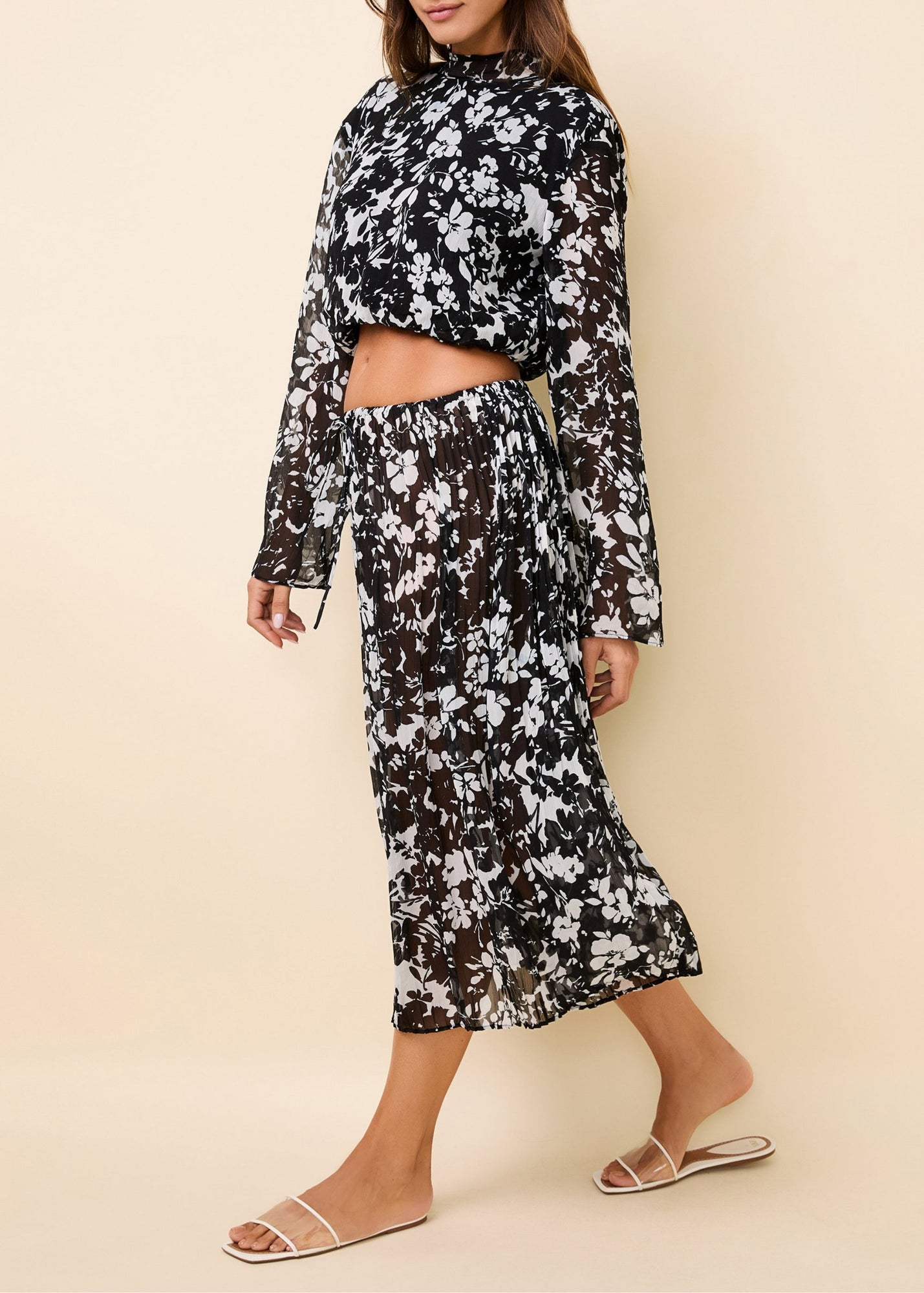 Womens | India Blouse | Black & White Floral