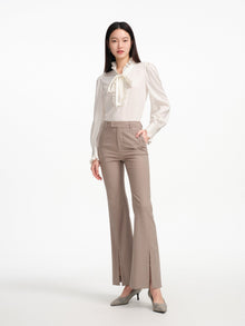 Wool Wide Leg Pants | Grey