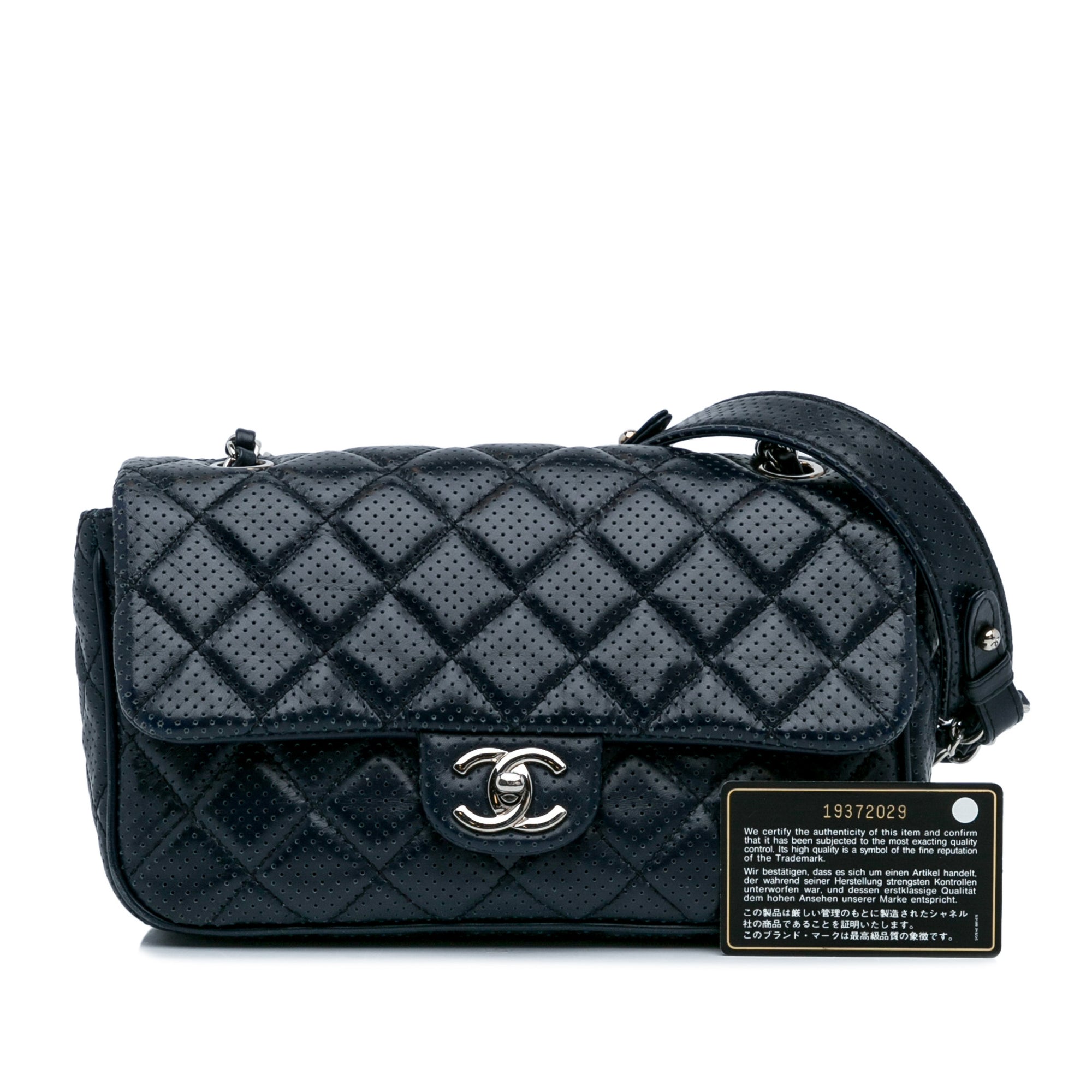 Chanel | Pre-Owned Perforated Classic Mini Rectangular Flap | Blue/Dark Blue