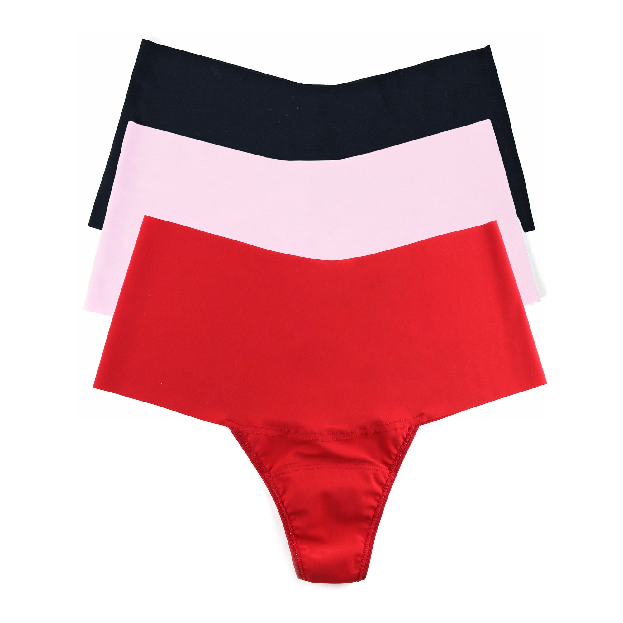 3-Pack Breathesoft Hi-Rise Thong | Black, Bliss Pink, Crimson