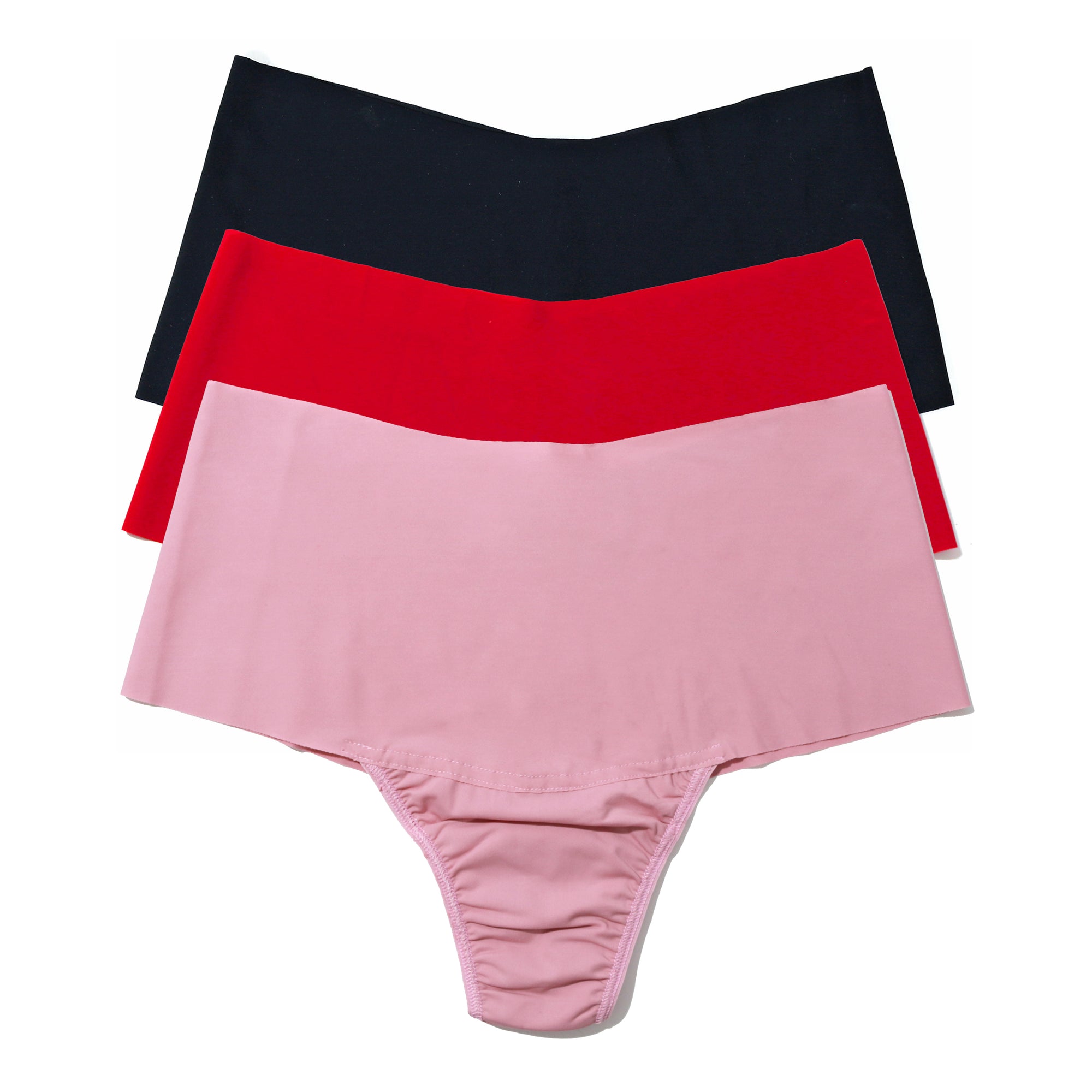 3-Pack Breathesoft Hi-Rise Thong | Black/Crimson/Provence Pink