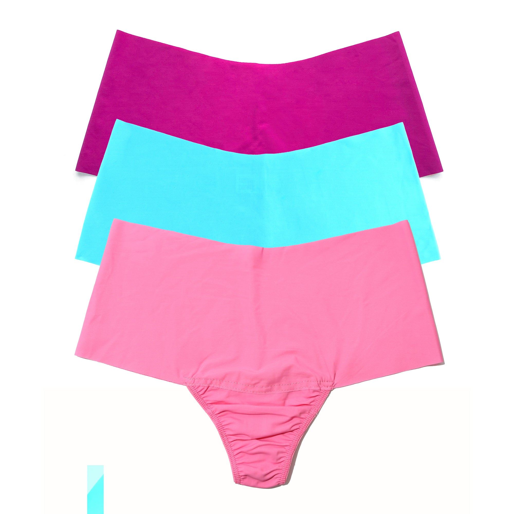 3-Pack BreatheSoft Hi-Rise Thong | Pacific Blue - Taffy - Hot Fuschia