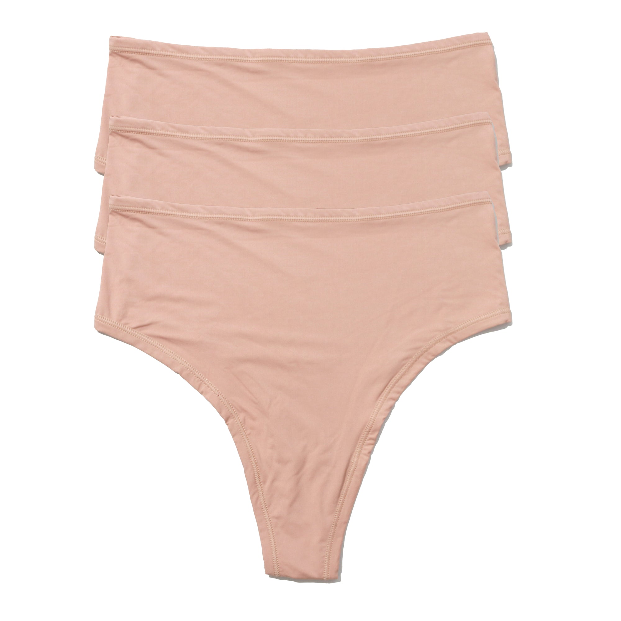 3-Pack Your Fit High Cut Thong | Almond Milk (Brown)