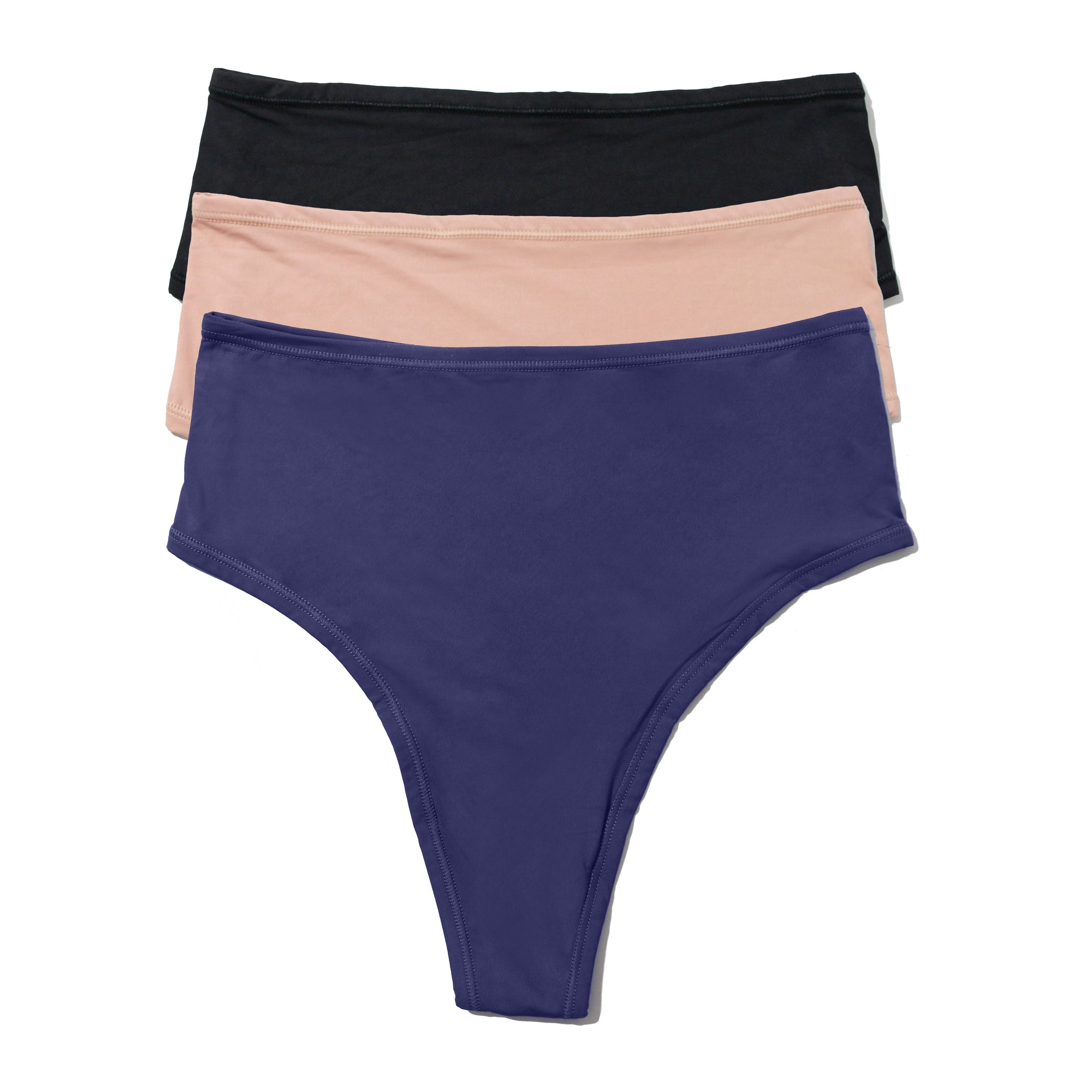 3-Pack Your Fit High Cut Thong | Black/Almond/Retrograde