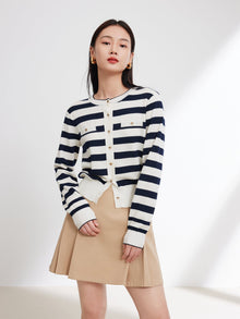 Merino Wool Knitted Cardigan | Navy