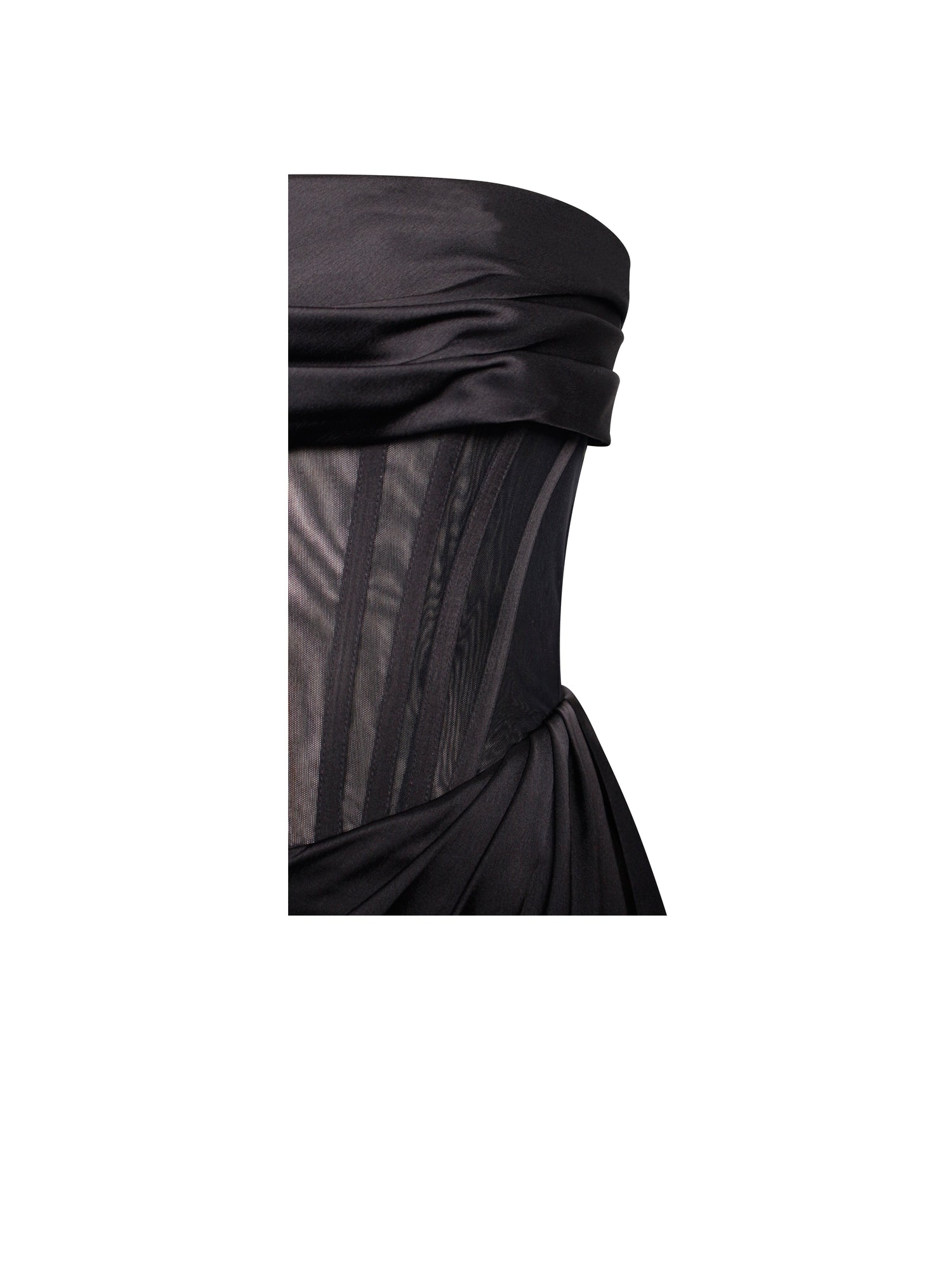 Rebeca Satin High Slit Corset Gown | Black