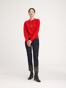 Round Neck Soft Knit Top | Red