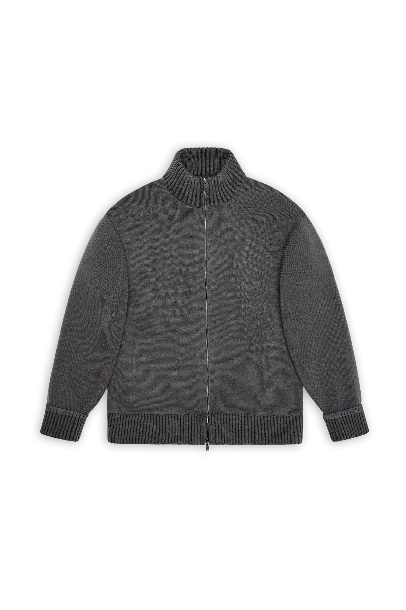 RAINS Sowa Knit Zip Cardigan Grey/Black Long Sleeve