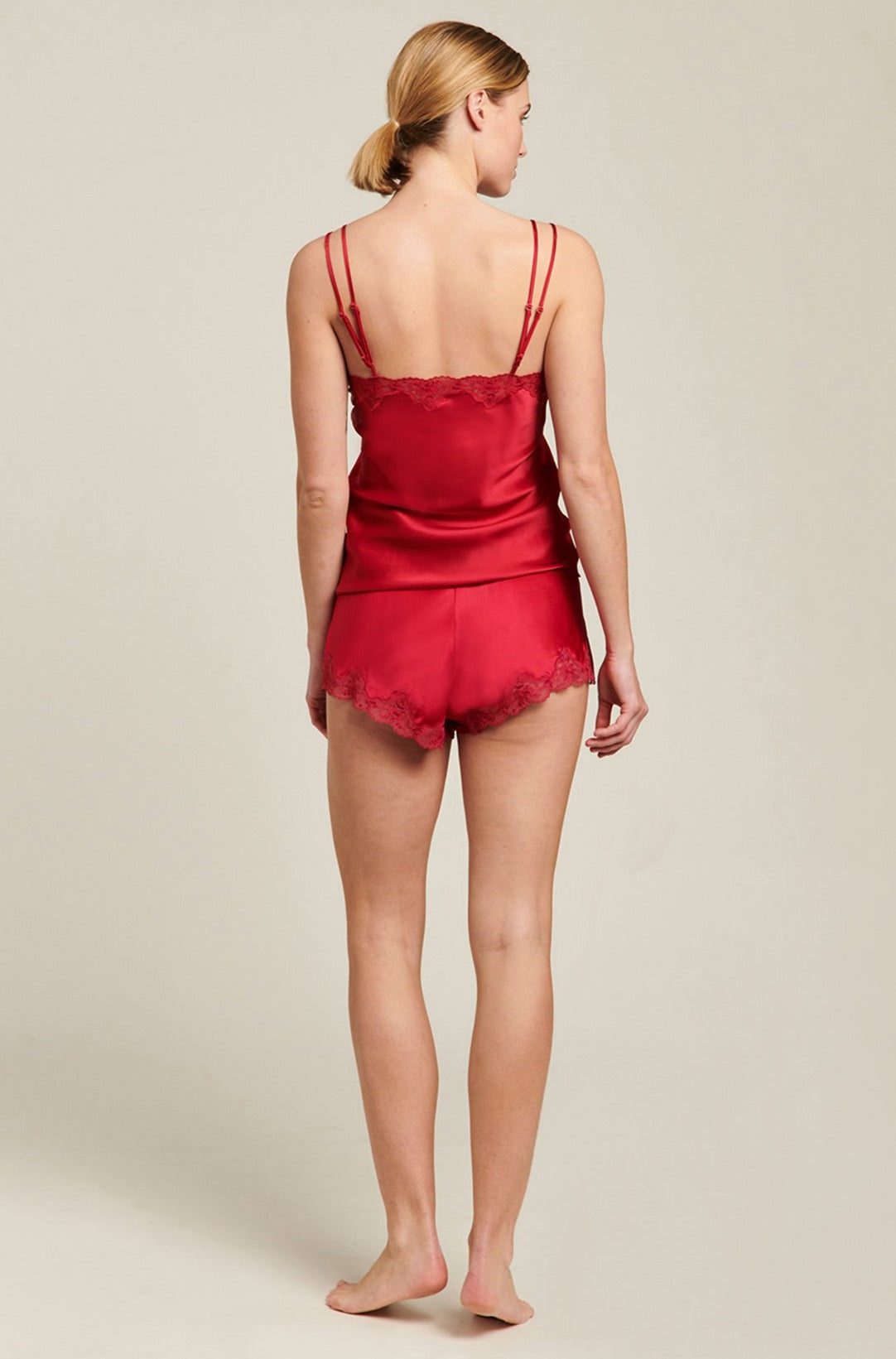 GINIA Pure Silk Knickers with Lace - Ruby