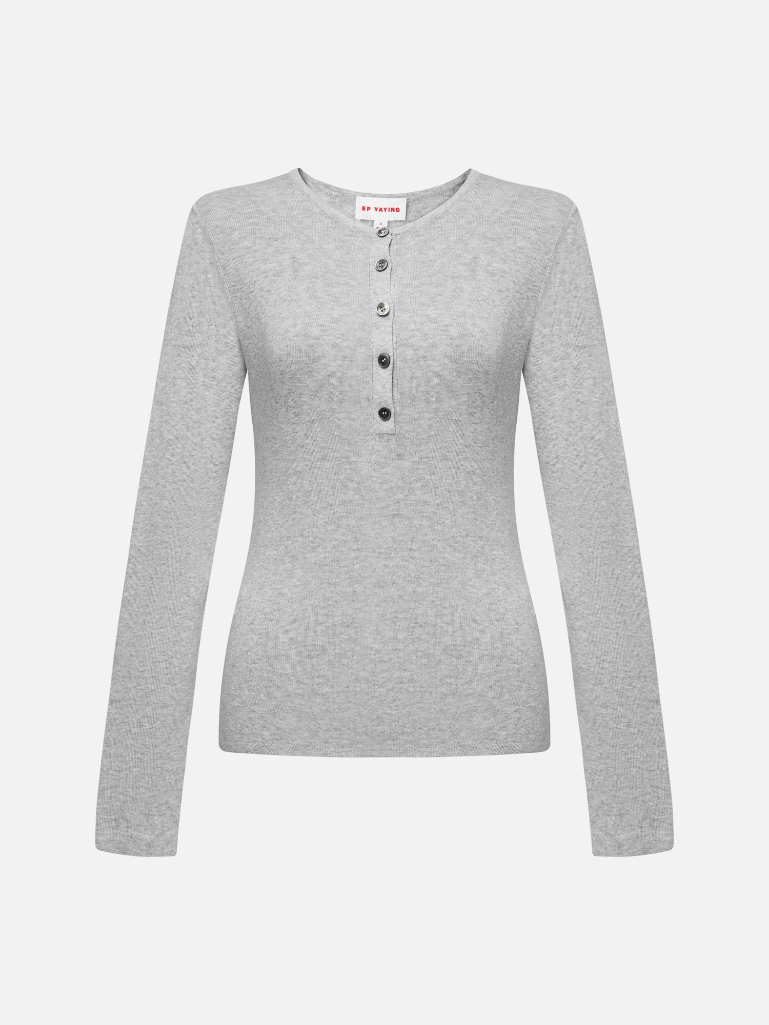 Slim round neck knit base sweater | Grey
