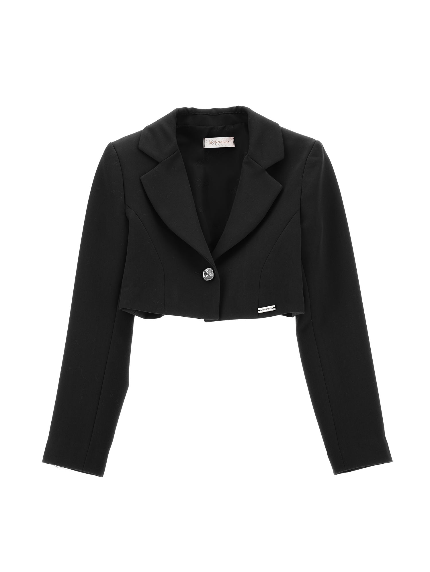 Girls | Lightweight Cropped Jacket With Jewel Button | Black