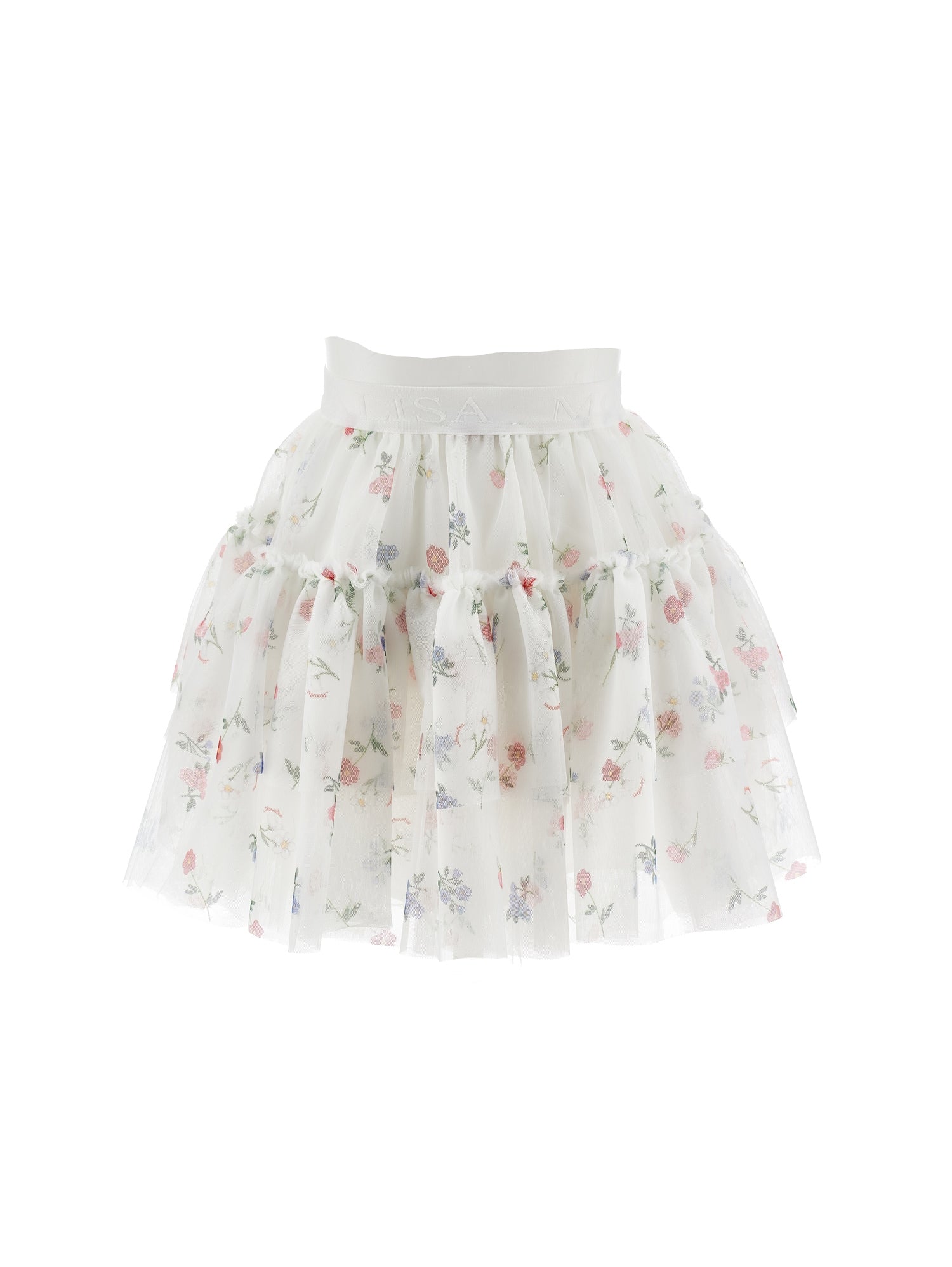 Girls | Botanical Print Tulle Skirt | Cream/Multicolor