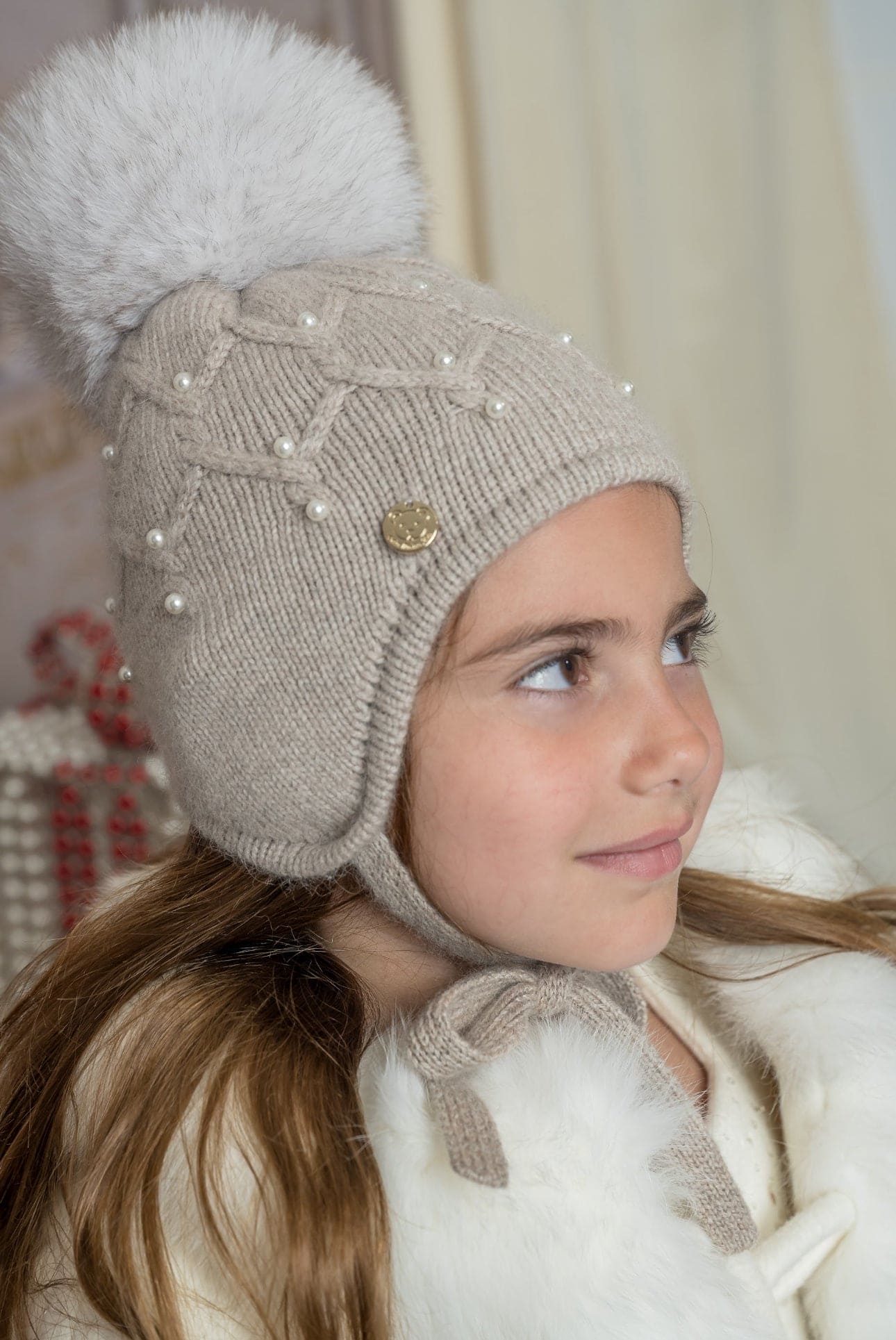 Girl | Karenina Pearl Aviator Hat | Gray
