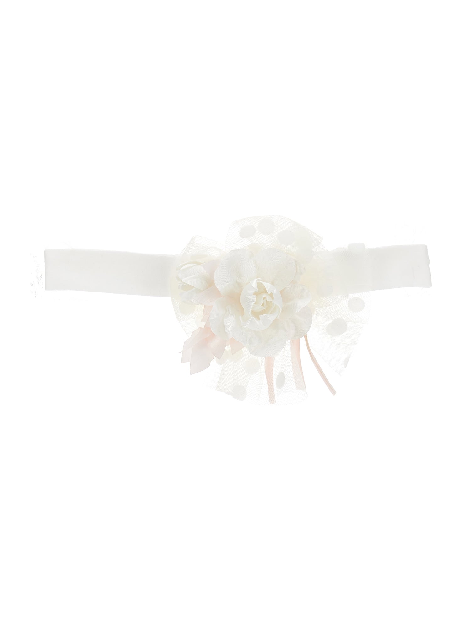 Girls | Jersey Headband With Daisies Bow | Cream