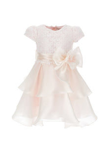 Girls | Daisies Macramé Dress | Pink+Cream
