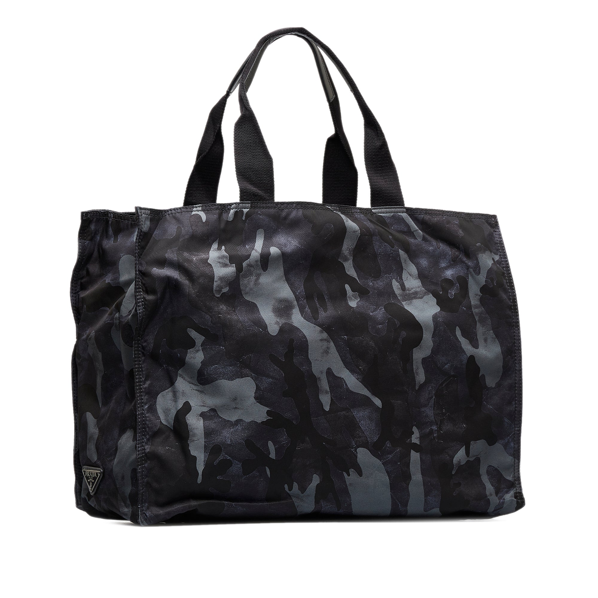 Prada | Pre-Owned Tessuto Camouflage Tote Bag | Black