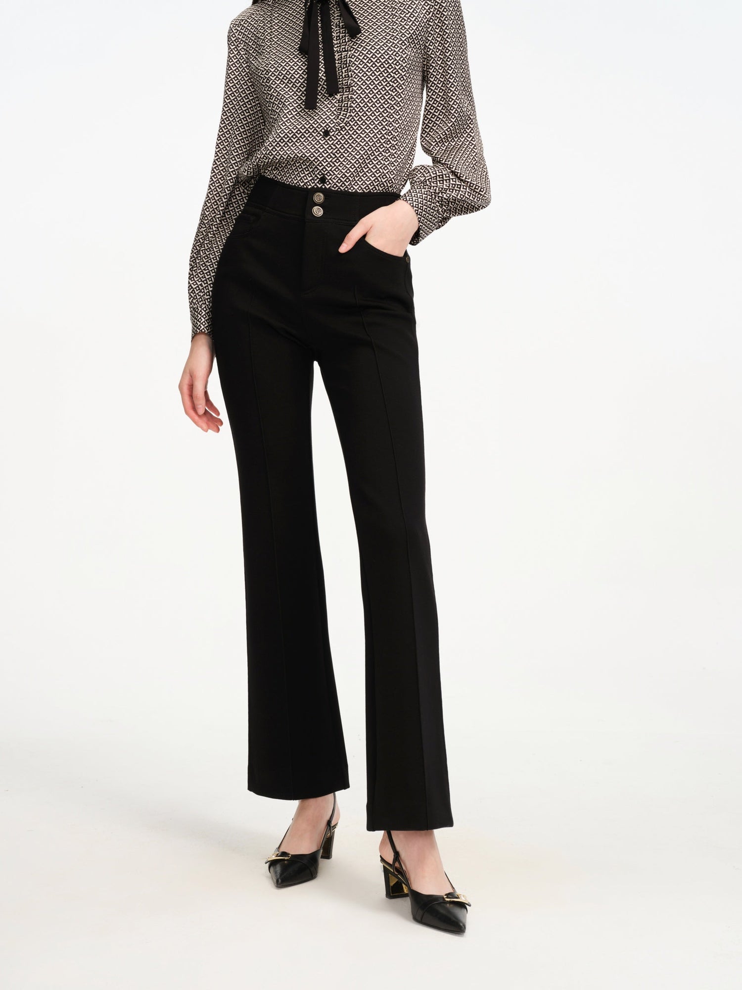 High Waist Flared legs Pants | Black