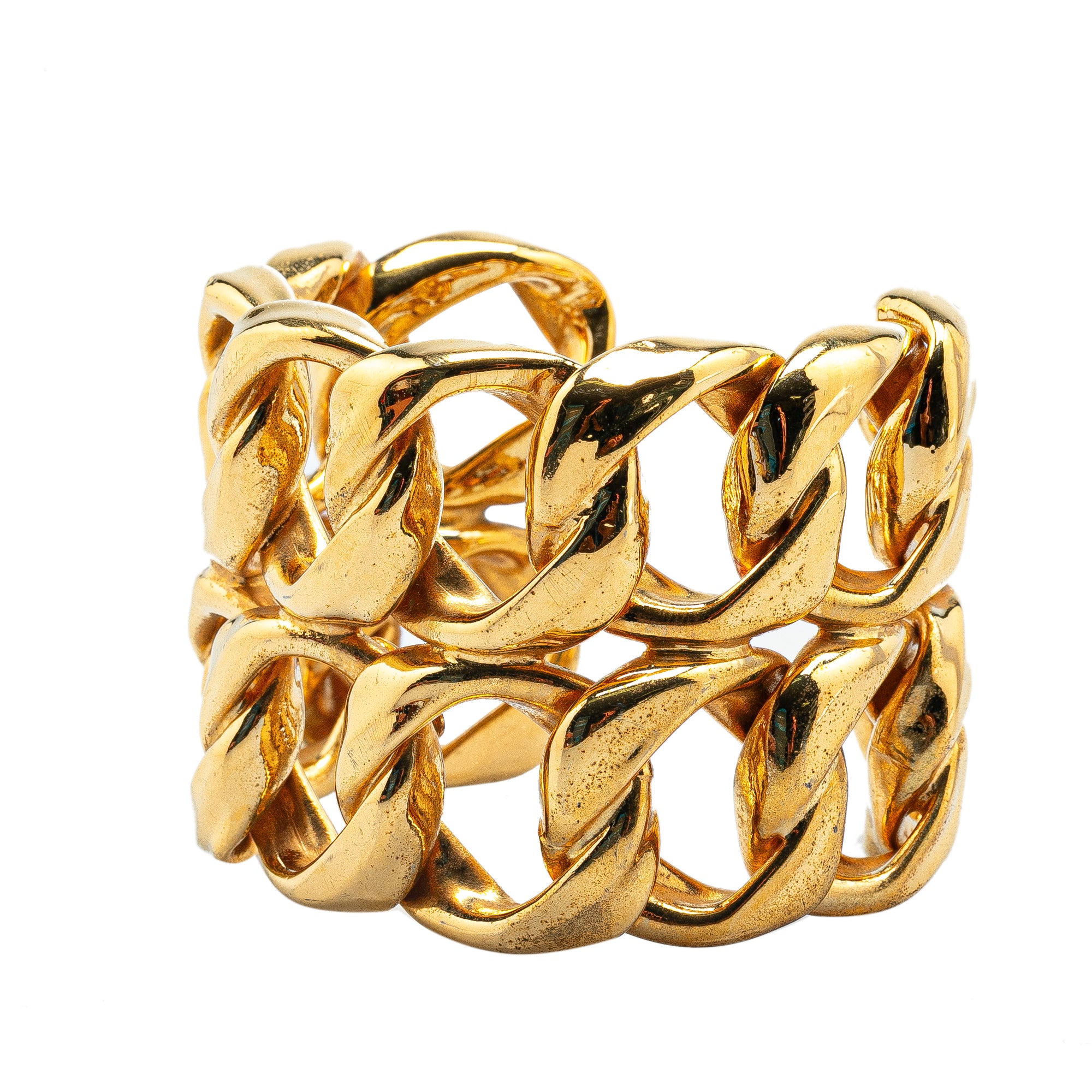 Chanel | Pre-Owned Gold Plated Double Curb Row Cuff Bracelet | Gold