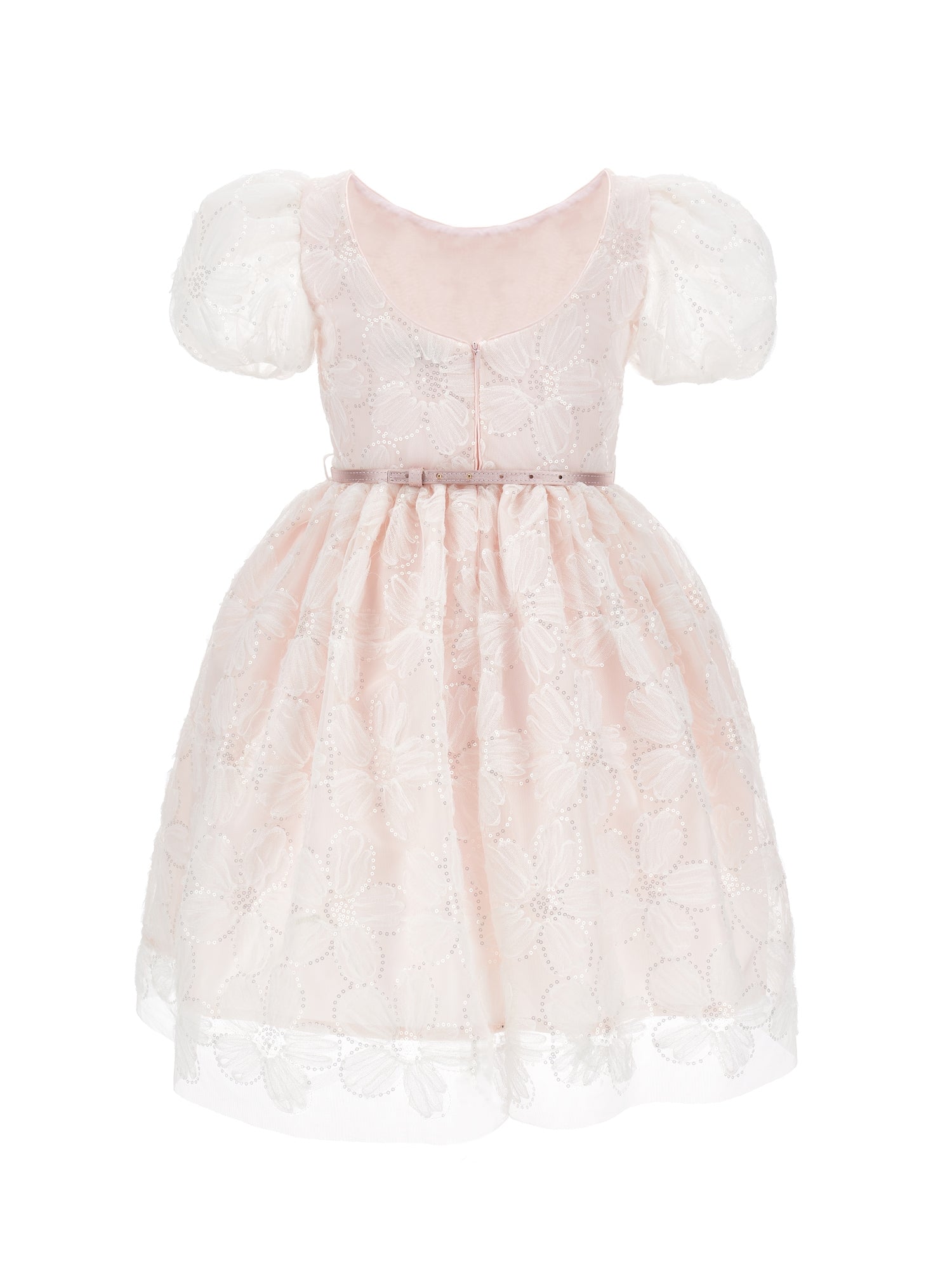 Girls | Tulle Dress With Sequin Embroidery | Pink+Cream