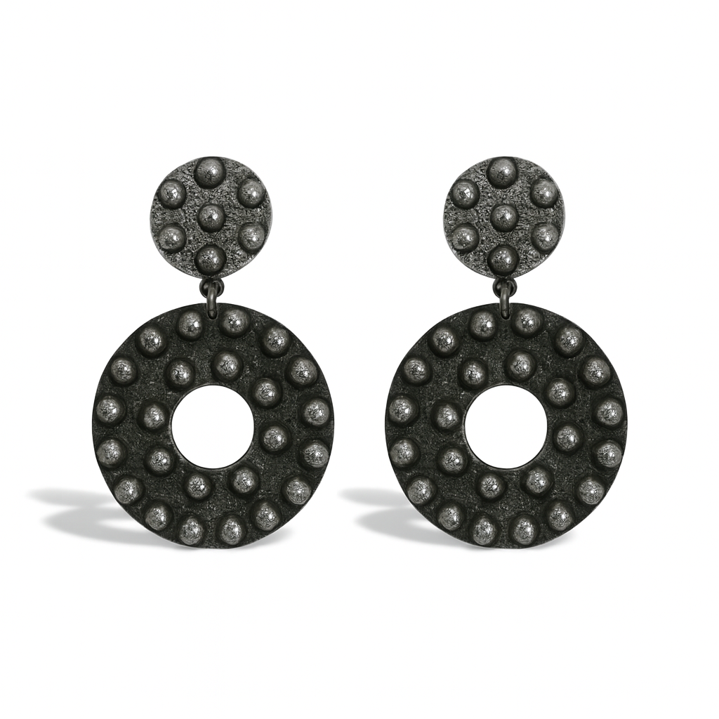 Ziva Silver Clip-On Earrings | Oxidized Silver