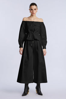 Off Shoulder Drawstring Top | Black
