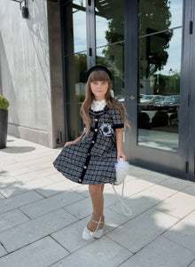 Girl | Orea and Tweed Dress | Black x Silver