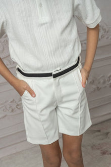Boy | Alex Shorts With Contrast Line | White x Black