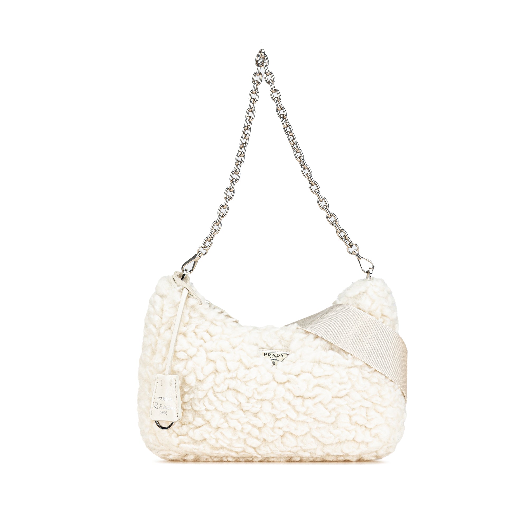 Prada | Pre-Owned Cashmere Wool Re-Edition 2000 Satchel | White