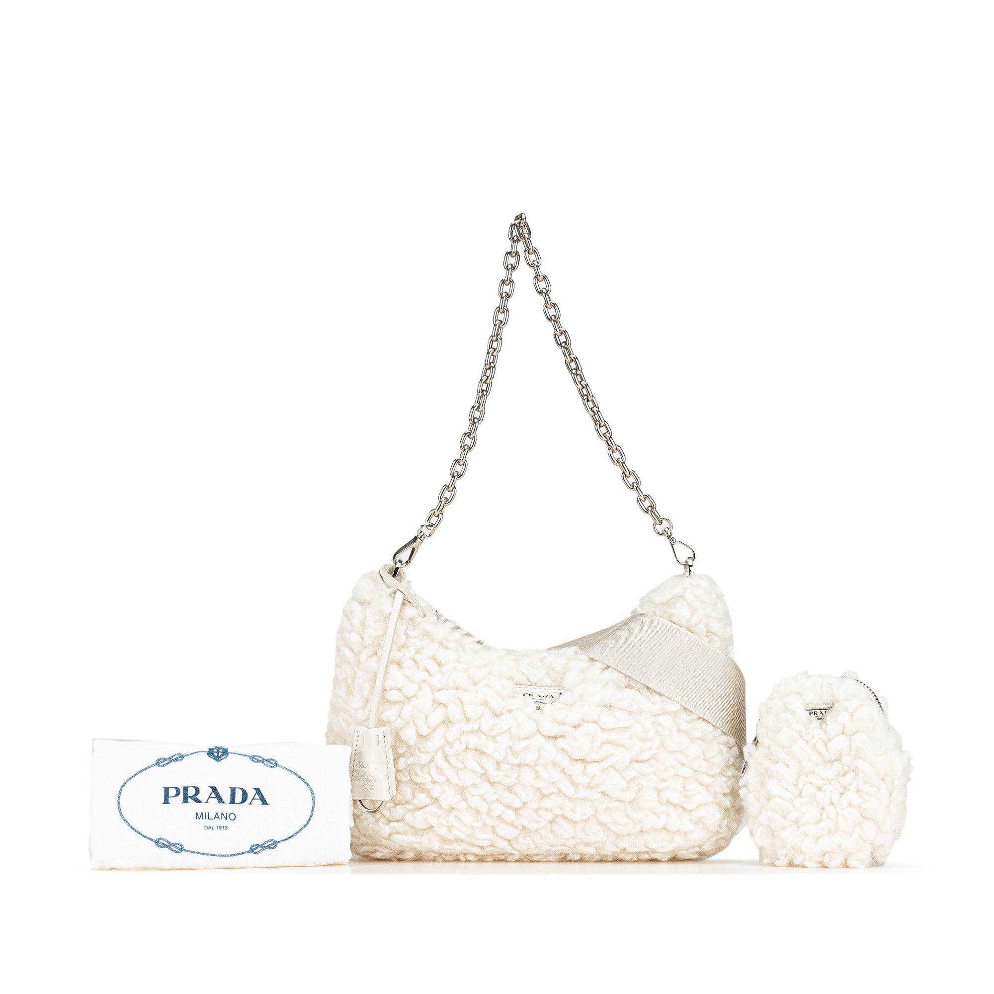 Prada | Pre-Owned Cashmere Wool Re-Edition 2000 Satchel | White