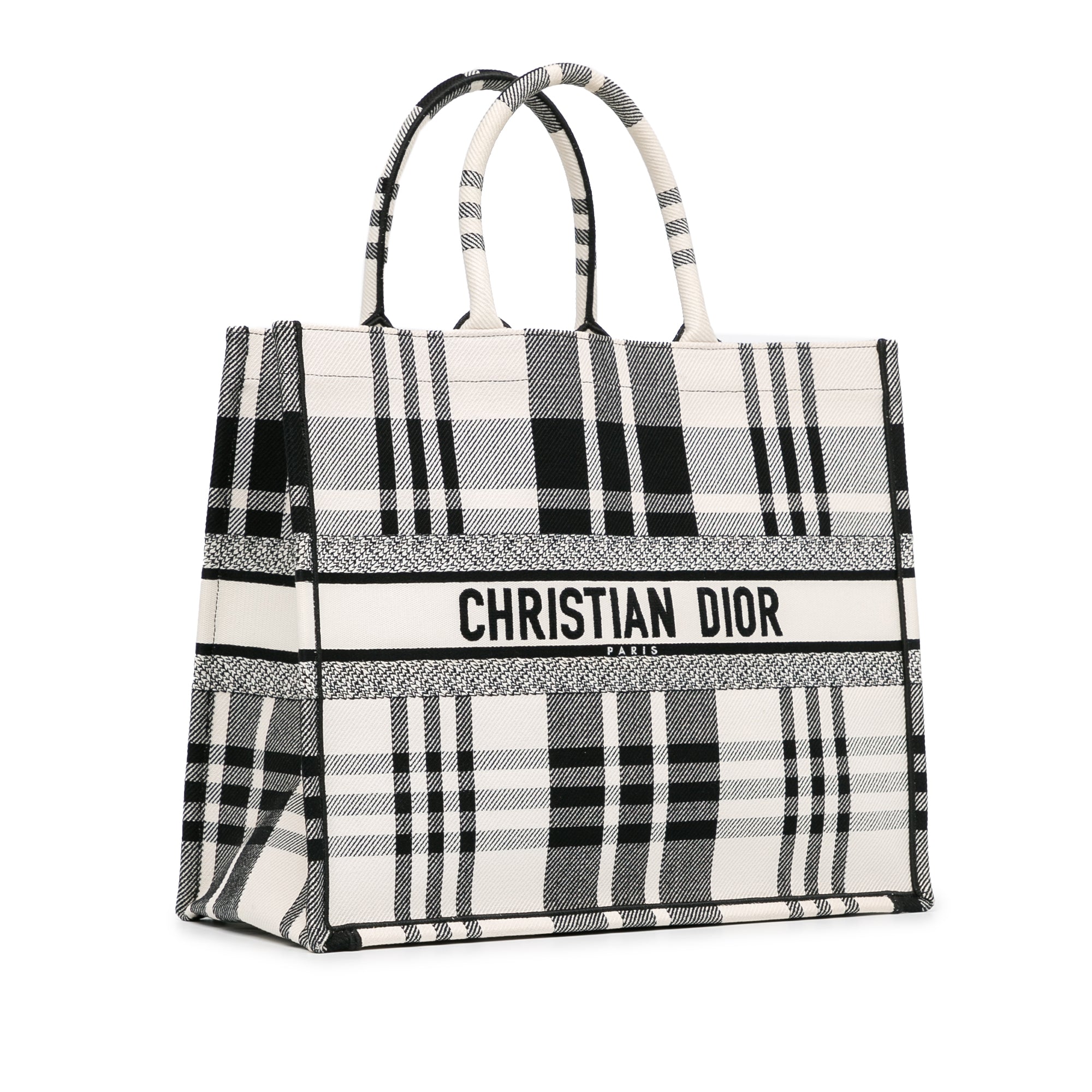 Dior | Pre-Owned Large Check'n'Book Tote | White/Ivory