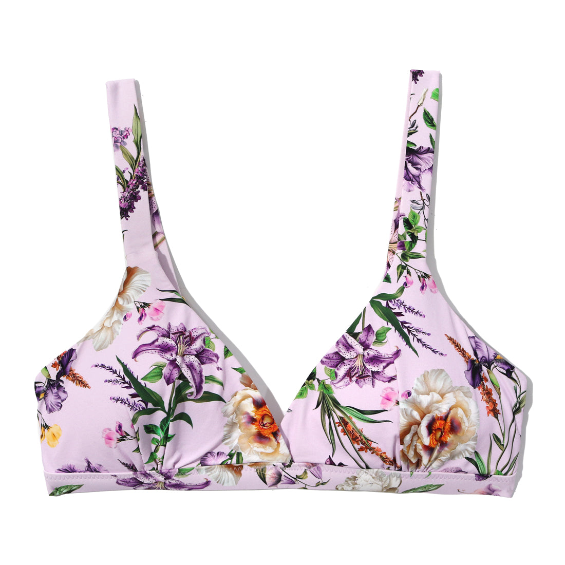 Swim Triangle Bralette Top | Fawning Flora (Purple)