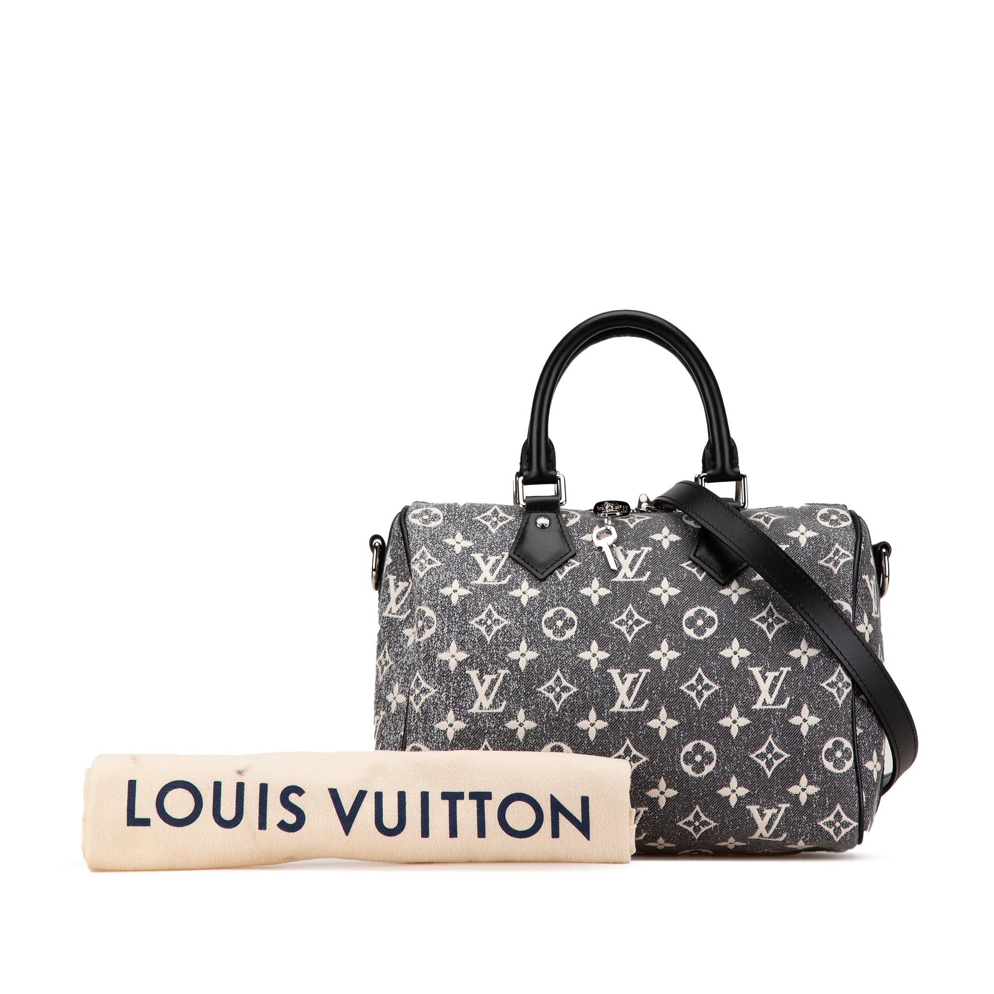 Louis Vuitton | Pre-Owned Monogram Jacquard Denim Speedy Bandouliere 25 | Gray