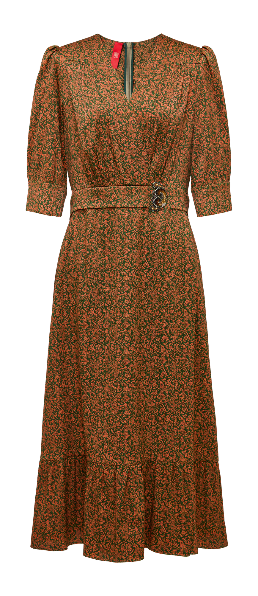 One-Piece Tea-Length Dress | Brown